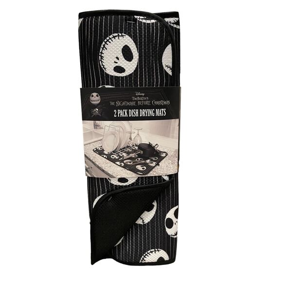 Disney NIGHTMARE BEFORE CHRISTMAS Dish Drying Mats Set of 2 Black & White New - Picture 9 of 16